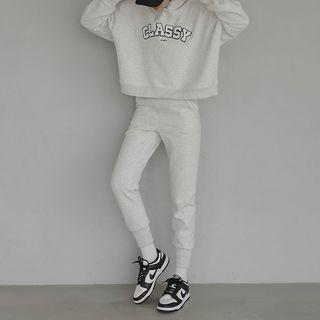 [nefct] Fleece-lined Jogger Pants Gray - One Size