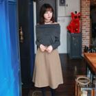 Twill Woven Midi A-line Skirt