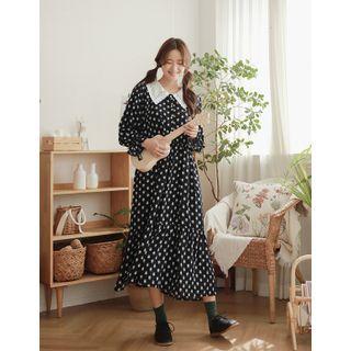 Lace-collar Pattern Long Dress
