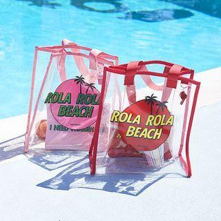 Letter Print Transparent Tote Red - One Size