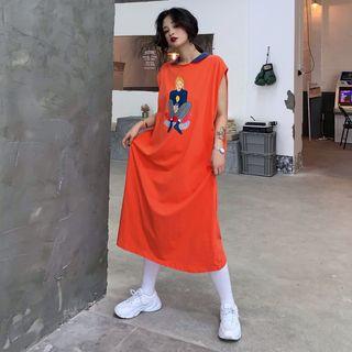 Cartoon Print Midi Tank Dress