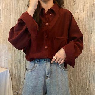 Pocket-detail Corduroy Long-sleeve Shirt
