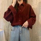 Pocket-detail Corduroy Long-sleeve Shirt