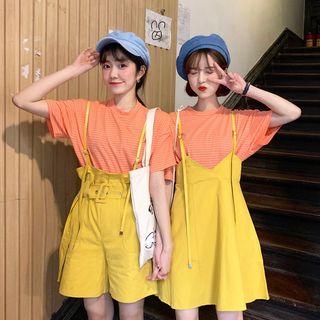 Short-sleeve T-shirt / Suspender Shorts / A-line Suspender Dress