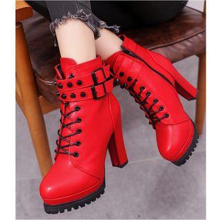 High Heel Lace-up Short Boots