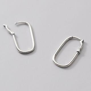 Oval Sterling Silver Earring 1 Pair - Silver - One Size