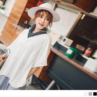 Lace Hem Panel V-neck Loose-fit Top