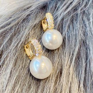 Faux Pearl Rhinestone Dangle Earring 1 Pair - Earrings - Gold - One Size