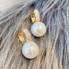 Faux Pearl Rhinestone Dangle Earring 1 Pair - Earrings - Gold - One Size