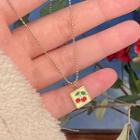 Cherry Square Pendant Alloy Necklace Gold - One Size