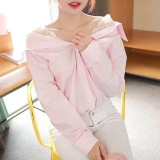 Two-way Button-back Laced Shirt