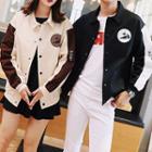 Couple Matching Printed Color Block Jacket
