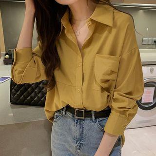 Front Pocket Plain Button Down Shirt