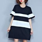 Colour Block Frill Short Sleeve A-line Dress