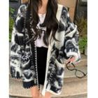 Tie-dyed Loose-fit Cardigan Black - One Size