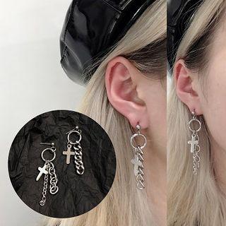 Stainless Steel Cross Chain Fringed Earring