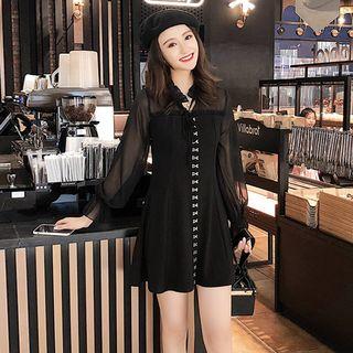 Chiffon-sleeve Mini A-line Dress