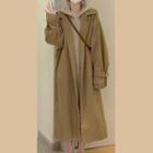 Knit Midi Hoodie Dress / Long Trench Coat