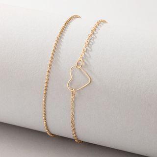 Set Of 2: Heart Chain Bracelet