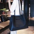 Faux Leather Shopping Bag With Zipper Pouch