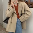 Double Breasted Plain Trench Jacket