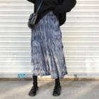 Velvet Crinkle Midi A-line Skirt