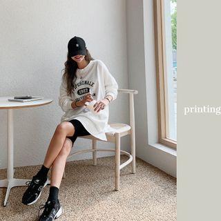 Letter Print Longline Sweatshirt