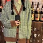 Patterned Cardigan Cardigan - Green - One Size