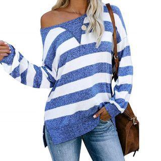 Striped Print Long-sleeve Top
