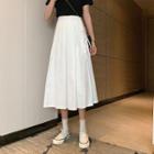 High-waist Lace-up Pleated A-line Skirt