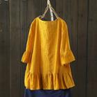 Eyelet Lace Elbow-sleeve Top
