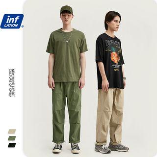 Pleated Staight-cut Chino Pants