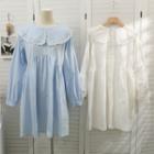 Eyelet Sailor-collar Loose Mini Dress