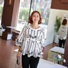 Flower Embroidery Blouse Ivory - One Size