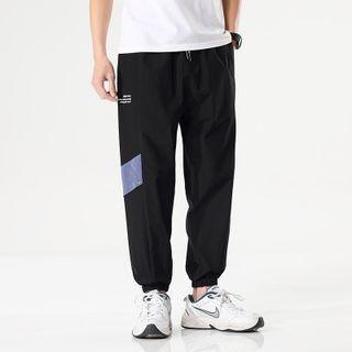 Lettering Two-tone Crop Sweatpants