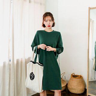 Crew-neck Lettering-sleeve T-shirt Dress