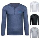 Pocketed Long Sleeve Henley T-shirt