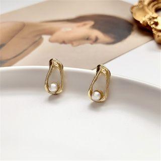 Faux Pearl Irregular Alloy Dangle Earring 1 Pair - Faux Pearl - Gold - One Size