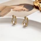 Faux Pearl Irregular Alloy Dangle Earring 1 Pair - Faux Pearl - Gold - One Size