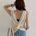 V-neck Twist Knit Tank Top