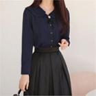 Tall Size Layered Collar Blouse With Brooch