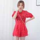 Star Pattern Mesh Playsuit