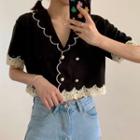 Short-sleeve Double Breasted Crop Top