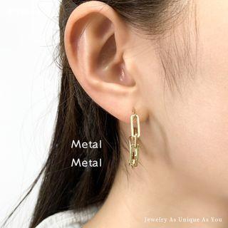 Chain Half-hoop Earring 1 Pair - Yellow - One Size