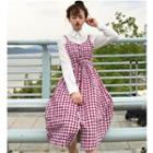 Plain Shirt / Plaid Strappy A-line Dress