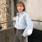 Balloon-sleeve Round-hem Shirt