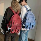 Letter Embroidered Multi-section Backpack / Bag Charm