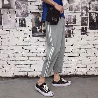 Couple Matching Contrast-trim Cropped Sweatpants