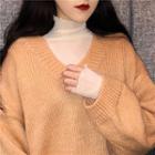 Long Sleeve Frill Hem Sheer T-shirt