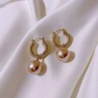 Faux Pearl Hoop Earring 1 Pair - Rose Gold - One Size
